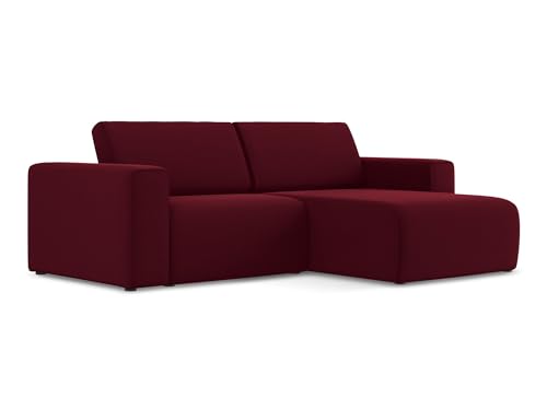 Kalea 3-Sitzer Ecksofa L-Form rechts in Rot - Modulares Sofa mit Ottomane aus Samt, modernes Design für Wohnzimmer, Japandi & Skandi Stil, Oeko-Tex Zertifiziert 224x167x80 cm, bis 450 kg belastbar von makamii