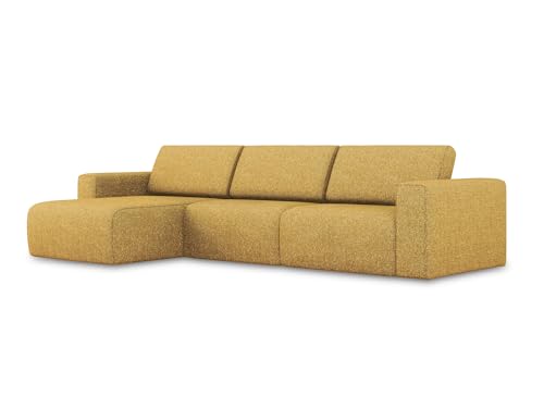 Kalea 4-Sitzer Ecksofa L-Form Links in Gelb - Modulares Sofa mit Ottomane aus Strukturstoff, modernes Design für Wohnzimmer, Japandi & Skandi Stil, Oeko-Tex Zertifiziert 314x167x80 cm, bis 550 kg von makamii