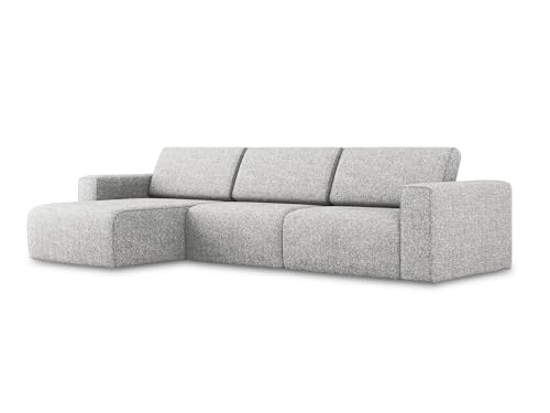 Kalea 4-Sitzer Ecksofa L-Form Links in Grau - Modulares Sofa mit Ottomane aus Strukturstoff, modernes Design für Wohnzimmer, Japandi & Skandi Stil, Oeko-Tex Zertifiziert 314x167x80 cm, bis 550 kg von makamii