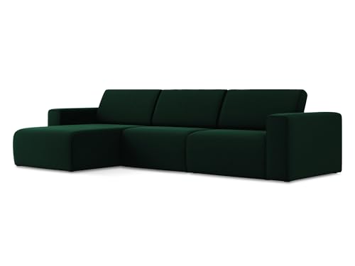 Kalea 4-Sitzer Ecksofa L-Form Links in Grün - Modulares Sofa mit Ottomane aus Samt, modernes Design für Wohnzimmer, Japandi & Skandi Stil, Oeko-Tex Zertifiziert 314x167x80 cm, bis 550 kg belastbar von makamii