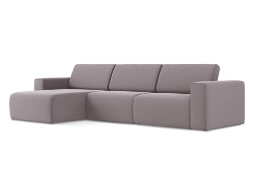 Kalea 4-Sitzer Ecksofa L-Form Links in Violett - Modulares Sofa mit Ottomane aus Samt, modernes Design für Wohnzimmer, Japandi & Skandi Stil, Oeko-Tex Zertifiziert 314x167x80 cm, bis 550 kg belastbar von makamii
