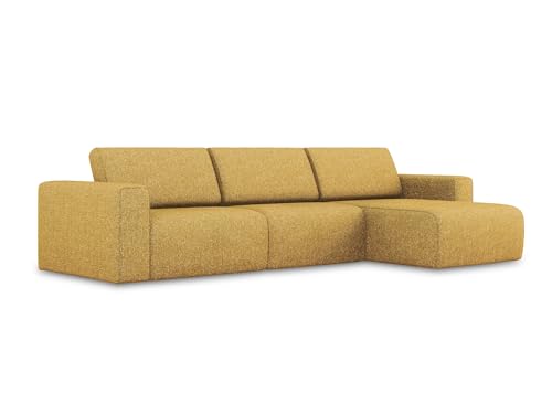 Kalea 4-Sitzer Ecksofa L-Form rechts in Gelb - Modulares Sofa mit Ottomane aus Strukturstoff, modernes Design für Wohnzimmer, Japandi & Skandi Stil, Oeko-Tex Zertifiziert 314x167x80 cm, bis 550 kg von makamii