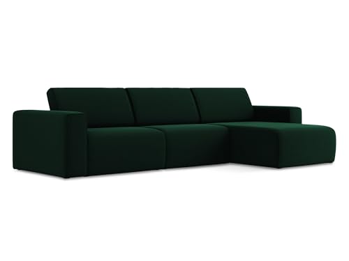 Kalea 4-Sitzer Ecksofa L-Form rechts in Grün - Modulares Sofa mit Ottomane aus Samt, modernes Design für Wohnzimmer, Japandi & Skandi Stil, Oeko-Tex Zertifiziert 314x167x80 cm, bis 550 kg belastbar von makamii