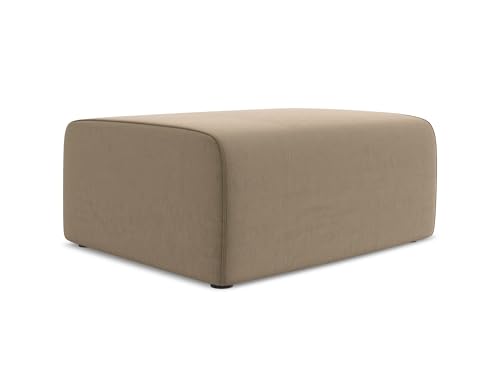 Kalea Pouf Hocker in Beige - Polsterhocker aus Samt, ideal als Sitzpouf oder Fußhocker für Wohnzimmer, Japandi & Skandi Design, Oeko-Tex Zertifiziert 90x60x80 cm, bis 150 kg belastbar von makamii