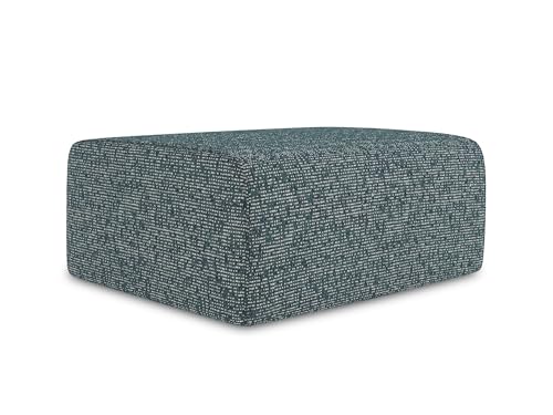 Kalea Pouf Hocker in Blau - Polsterhocker aus Strukturstoff, ideal als Sitzpouf oder Fußhocker für Wohnzimmer, Japandi & Skandi Design, Oeko-Tex Zertifiziert 90x60x80 cm, bis 150 kg belastbar von makamii