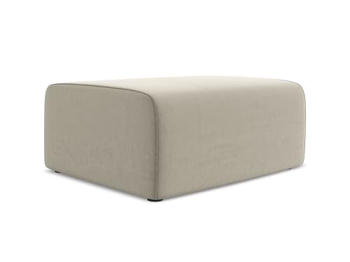Kalea Pouf Hocker in Creme - Polsterhocker aus Samt, ideal als Sitzpouf oder Fußhocker für Wohnzimmer, Japandi & Skandi Design, Oeko-Tex Zertifiziert 90x60x80 cm, bis 150 kg belastbar von makamii