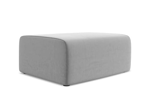 Kalea Pouf Hocker in Grau - Polsterhocker aus Samt, ideal als Sitzpouf oder Fußhocker für Wohnzimmer, Japandi & Skandi Design, Oeko-Tex Zertifiziert 90x60x80 cm, bis 150 kg belastbar von makamii
