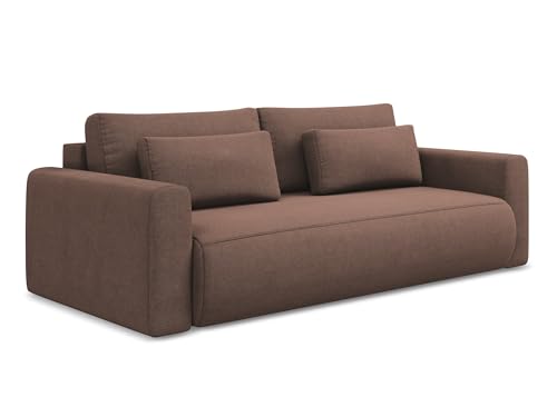 Kapua 3-Sitzer Sofa mit Schalffunktion in Pink - Schlafsofa mit Bettfunktion aus Strukturstoff, modernes Japandi & Skandi Design für Wohnzimmer, Oeko-Tex Zertifiziert 238x105x82 cm, bis 350 kg Kapua 3-Sitzer Sofa mit Schalffunktion in Pink - Schlafsofa mit Bettfunktion aus Strukturstoff, modernes Japandi & Skandi Design für Wohnzimmer, Oeko-Tex Zertifiziert 238x105x82 cm, bis 350 kg von makamii