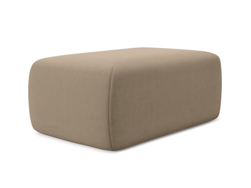 Kapua Pouf Hocker in Beige - Polsterhocker aus Samt, ideal als Sitzpouf oder Fußhocker für Wohnzimmer, Japandi & Skandi Design, Oeko-Tex Zertifiziert 102x62x40 cm, bis 150 kg belastbar von makamii