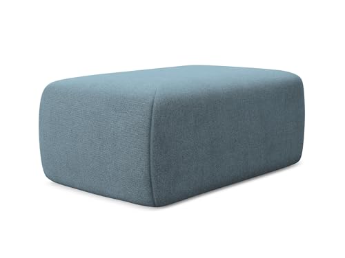 Kapua Pouf Hocker in Blau - Polsterhocker aus Strukturstoff, ideal als Sitzpouf oder Fußhocker für Wohnzimmer, Japandi & Skandi Design, Oeko-Tex Zertifiziert 102x62x40 cm, bis 150 kg belastbar von makamii