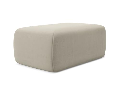 Kapua Pouf Hocker in Creme - Polsterhocker aus Samt, ideal als Sitzpouf oder Fußhocker für Wohnzimmer, Japandi & Skandi Design, Oeko-Tex Zertifiziert 102x62x40 cm, bis 150 kg belastbar von makamii