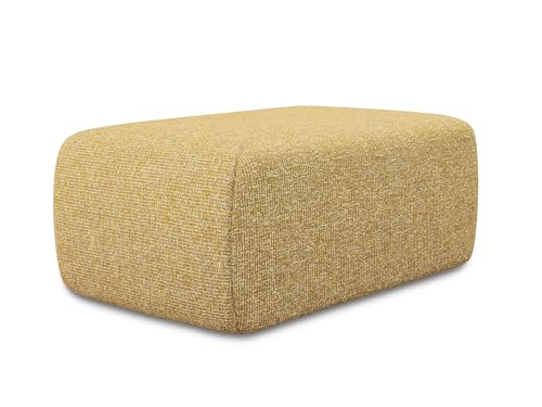 Kapua Pouf Hocker in Gelb - Polsterhocker aus Strukturstoff, ideal als Sitzpouf oder Fußhocker für Wohnzimmer, Japandi & Skandi Design, Oeko-Tex Zertifiziert 102x62x40 cm, bis 150 kg belastbar von makamii