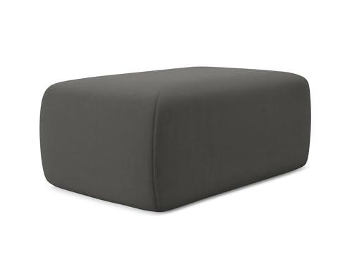 Kapua Pouf Hocker in Grau - Polsterhocker aus Samt, ideal als Sitzpouf oder Fußhocker für Wohnzimmer, Japandi & Skandi Design, Oeko-Tex Zertifiziert 102x62x40 cm, bis 150 kg belastbar von makamii
