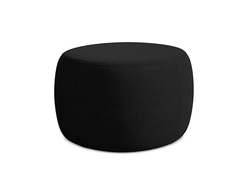 Koa Pouf Hocker in Schwarz - Polsterhocker aus Bouclé, ideal als Sitzpouf oder Fußhocker für Wohnzimmer, Japandi & Skandi Design, Oeko-Tex Zertifiziert 76x67x44 cm, bis 150 kg belastbar von makamii