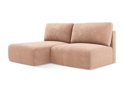 Kona 3-Sitzer Ecksofa mit Schlaffunktion links in Pink - Schlafsofa mit Ottomane und Bettfunktion aus Chenille, für Wohnzimmer, Skandinavisch Design, Oeko-Tex 210x149x79 cm, bis 550 kg belastbar von makamii