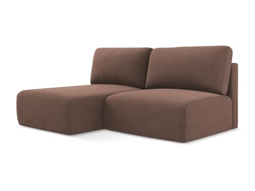 Kona 3-Sitzer Ecksofa mit Schlaffunktion links in Pink - Schlafsofa mit Ottomane und Bettfunktion aus Strukturstoff, für Wohnzimmer, Skandinavisch Design, Oeko-Tex 210x149x79 cm, bis 550 kg belastbar von makamii
