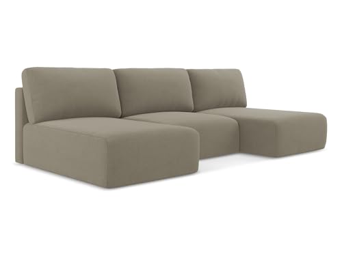 Kona 4-Sitzer Ecksofa U-Form in Beige - XXL Wohnlandschaft mit Schlaffunktion und Bettfunktion aus Strukturstoff, Skandinavisches Design, Oeko-Tex zertifiziert 304x149x79 cm, bis 650 kg belastbar von makamii