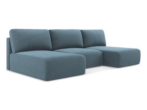 Kona 4-Sitzer Ecksofa U-Form in Blau - XXL Wohnlandschaft mit Schlaffunktion und Bettfunktion aus Strukturstoff, Skandinavisches Design, Oeko-Tex zertifiziert 304x149x79 cm, bis 650 kg belastbar von makamii