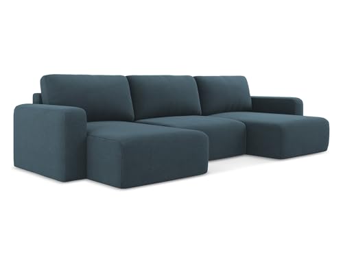Kona 4-Sitzer Ecksofa U-Form in Blau - XXL Wohnlandschaft mit Schlaffunktion und Bettfunktion aus Strukturstoff, Skandinavisches Design, Oeko-Tex zertifiziert 332x149x79 cm, bis 650 kg belastbar von makamii