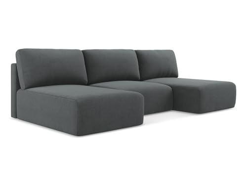 Kona 4-Sitzer Ecksofa U-Form in Grau - XXL Wohnlandschaft mit Schlaffunktion und Bettfunktion aus Strukturstoff, Skandinavisches Design, Oeko-Tex zertifiziert 304x149x79 cm, bis 650 kg belastbar von makamii