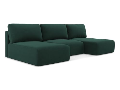 Kona 4-Sitzer Ecksofa U-Form in Grün - XXL Wohnlandschaft mit Schlaffunktion und Bettfunktion aus Strukturstoff, Skandinavisches Design, Oeko-Tex zertifiziert 304x149x79 cm, bis 650 kg belastbar von makamii