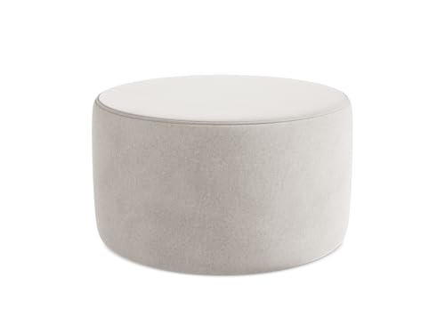 Lio Pouf Hocker in Beige - Polsterhocker aus Samt, ideal als Sitzpouf oder Fußhocker für Wohnzimmer, Japandi & Skandi Design, Oeko-Tex Zertifiziert 81x81x46 cm, bis 150 kg belastbar von makamii