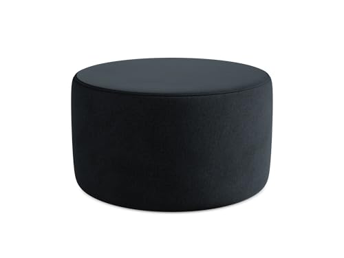 Lio Pouf Hocker in Blau - Polsterhocker aus Samt, ideal als Sitzpouf oder Fußhocker für Wohnzimmer, Japandi & Skandi Design, Oeko-Tex Zertifiziert 81x81x46 cm, bis 150 kg belastbar von makamii