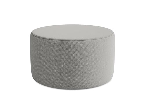 Lio Pouf Hocker in Grau - Polsterhocker aus Bouclé, ideal als Sitzpouf oder Fußhocker für Wohnzimmer, Japandi & Skandi Design, Oeko-Tex Zertifiziert 81x81x46 cm, bis 150 kg belastbar von makamii