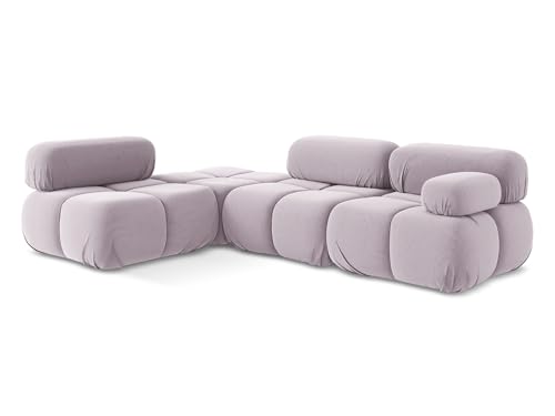 Lokua 3-Sitzer Ecksofa L-Form Links in Violett - Modulares Sofa mit Ottomane aus Samt, modernes Design für Wohnzimmer, Japandi & Skandi Stil, Oeko-Tex Zertifiziert 285x190x70 cm, bis 500 kg belastbar von makamii