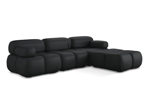Lokua Ecksofa L-Form in Schwarz - Modulares 3-Sitzer Sofa mit Ottomane aus Kunstleder, beidseitig, modernes Loungesofa, Japandi & Skandi Stil, Oeko-Tex 285x191x70 cm, bis 400 kg belastbar von makamii
