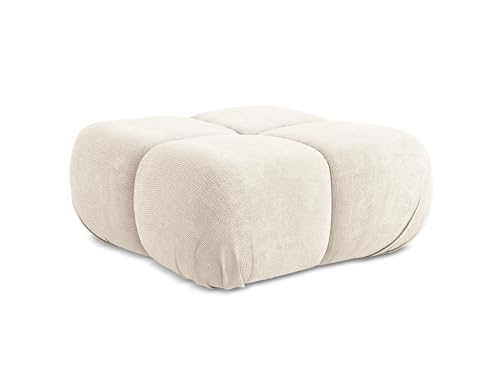 Lokua Pouf Hocker in Beige - Polsterhocker aus Chenille, ideal als Sitzpouf oder Fußhocker für Wohnzimmer, Japandi & Skandi Design, Oeko-Tex Zertifiziert 95x95x41 cm, bis 150 kg belastbar von makamii