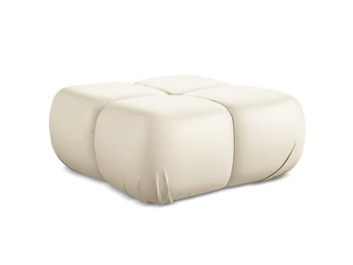 Lokua Pouf Hocker in Beige - Polsterhocker aus Kunstleder, ideal als Sitzpouf oder Fußhocker für Wohnzimmer, Japandi & Skandi Design, Oeko-Tex Zertifiziert 95x95x41 cm, bis 150 kg belastbar von makamii