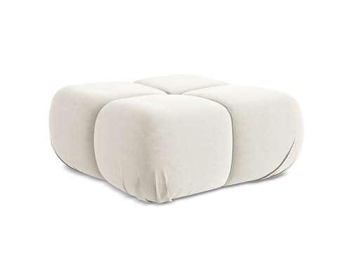 Lokua Pouf Hocker in Beige - Polsterhocker aus Samt, ideal als Sitzpouf oder Fußhocker für Wohnzimmer, Japandi & Skandi Design, Oeko-Tex Zertifiziert 95x95x41 cm, bis 150 kg belastbar von makamii