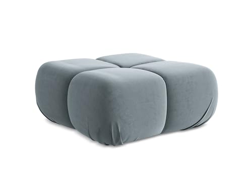 Lokua Pouf Hocker in Blau - Polsterhocker aus Samt, ideal als Sitzpouf oder Fußhocker für Wohnzimmer, Japandi & Skandi Design, Oeko-Tex Zertifiziert 95x95x41 cm, bis 150 kg belastbar von makamii