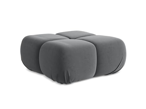 Lokua Pouf Hocker in Grau - Polsterhocker aus Samt, ideal als Sitzpouf oder Fußhocker für Wohnzimmer, Japandi & Skandi Design, Oeko-Tex Zertifiziert 95x95x41 cm, bis 150 kg belastbar von makamii