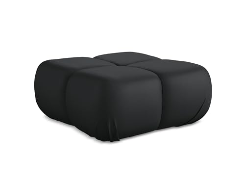 Lokua Pouf Hocker in Schwarz - Polsterhocker aus Kunstleder, ideal als Sitzpouf oder Fußhocker für Wohnzimmer, Japandi & Skandi Design, Oeko-Tex Zertifiziert 95x95x41 cm, bis 150 kg belastbar von makamii