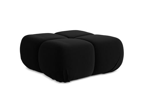 Lokua Pouf Hocker in Schwarz - Polsterhocker aus Samt, ideal als Sitzpouf oder Fußhocker für Wohnzimmer, Japandi & Skandi Design, Oeko-Tex Zertifiziert 95x95x41 cm, bis 150 kg belastbar von makamii