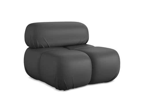 Lokua Sessel in Grau - Moderner Loungesessel aus Kunstleder, ideal für Wohnzimmer oder Leseecke, Japandi & Skandi Design, Oeko-Tex Zertifiziert 96x95x70 cm, bis 150 kg belastbar von makamii