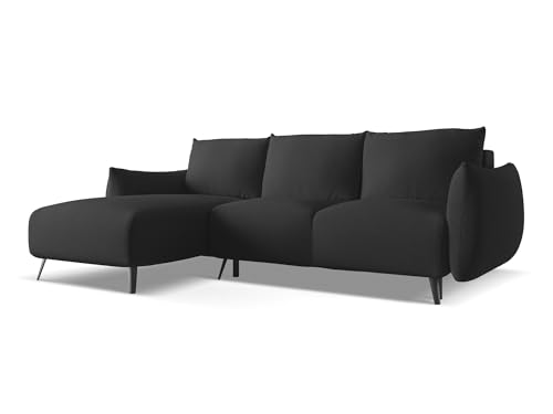 Malie 3-Sitzer Ecksofa mit Schlaffunktion links in Schwarz - Schlafsofa mit Ottomane und Bettfunktion aus Chenille, für Wohnzimmer, Skandinavisch Design, Oeko-Tex 242x162x86 cm, bis 350 kg belastbar Malie 3-Sitzer Ecksofa mit Schlaffunktion links in Schwarz - Schlafsofa mit Ottomane und Bettfunktion aus Chenille, für Wohnzimmer, Skandinavisch Design, Oeko-Tex 242x162x86 cm, bis 350 kg belastbar von makamii