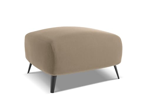Malie Pouf Hocker in Beige - Polsterhocker aus Samt, ideal als Sitzpouf oder Fußhocker für Wohnzimmer, Japandi & Skandi Design, Oeko-Tex Zertifiziert 65x65x44 cm, bis 150 kg belastbar von makamii