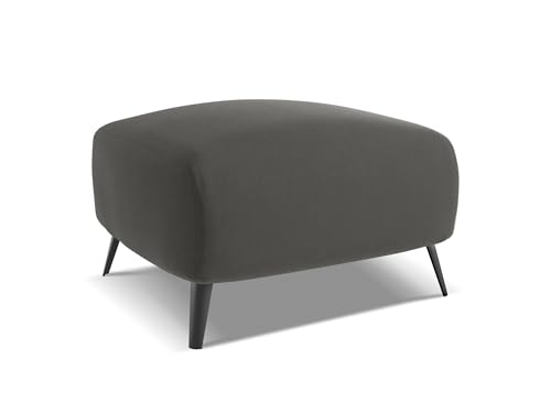 Malie Pouf Hocker in Grau - Polsterhocker aus Samt, ideal als Sitzpouf oder Fußhocker für Wohnzimmer, Japandi & Skandi Design, Oeko-Tex Zertifiziert 65x65x44 cm, bis 150 kg belastbar von makamii