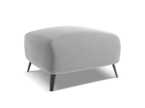 Malie Pouf Hocker in Grau - Polsterhocker aus Samt, ideal als Sitzpouf oder Fußhocker für Wohnzimmer, Japandi & Skandi Design, Oeko-Tex Zertifiziert 65x65x44 cm, bis 150 kg belastbar von makamii