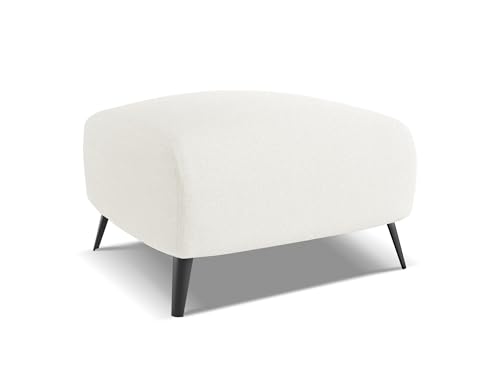 Malie Pouf Hocker in Weiß - Polsterhocker aus Chenille, ideal als Sitzpouf oder Fußhocker für Wohnzimmer, Japandi & Skandi Design, Oeko-Tex Zertifiziert 65x65x44 cm, bis 150 kg belastbar von makamii