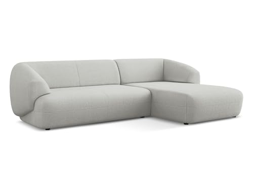 Moana 3-Sitzer Ecksofa L-Form rechts in Grau - Modulares Sofa mit Ottomane aus Bouclé, modernes Design für Wohnzimmer, Japandi & Skandi Stil, Oeko-Tex Zertifiziert 280x156x81 cm, bis 550 kg belastbar von makamii