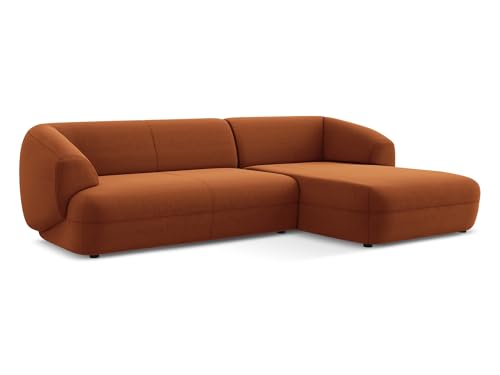 Moana 3-Sitzer Ecksofa L-Form rechts in Orange - Modulares Sofa mit Ottomane aus Samt, modernes Design für Wohnzimmer, Japandi & Skandi Stil, Oeko-Tex Zertifiziert 280x156x81 cm, bis 550 kg belastbar von makamii