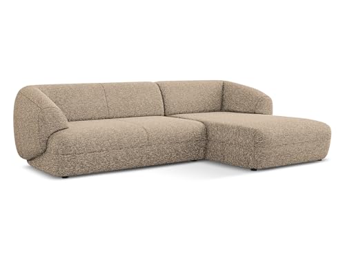 Moana 4-Sitzer Ecksofa L-Form rechts in Beige - Modulares Sofa mit Ottomane aus Strukturstoff, modernes Design für Wohnzimmer, Japandi & Skandi Stil, Oeko-Tex Zertifiziert 280x156x81 cm, bis 550 kg von makamii