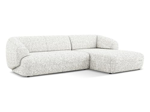 Moana 4-Sitzer Ecksofa L-Form rechts in Weiß - Modulares Sofa mit Ottomane aus Strukturstoff, modernes Design für Wohnzimmer, Japandi & Skandi Stil, Oeko-Tex Zertifiziert 280x156x81 cm, bis 550 kg von makamii
