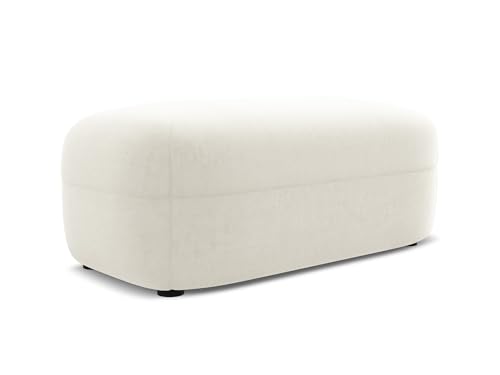 Moana Pouf Hocker in Beige - Polsterhocker aus Samt, ideal als Sitzpouf oder Fußhocker für Wohnzimmer, Japandi & Skandi Design, Oeko-Tex Zertifiziert 92x48x40 cm, bis 150 kg belastbar von makamii