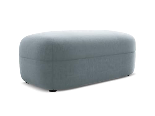 Moana Pouf Hocker in Blau - Polsterhocker aus Samt, ideal als Sitzpouf oder Fußhocker für Wohnzimmer, Japandi & Skandi Design, Oeko-Tex Zertifiziert 92x48x40 cm, bis 150 kg belastbar von makamii