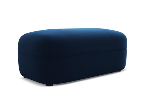 Moana Pouf Hocker in Blau - Polsterhocker aus Samt, ideal als Sitzpouf oder Fußhocker für Wohnzimmer, Japandi & Skandi Design, Oeko-Tex Zertifiziert 92x48x40 cm, bis 150 kg belastbar von makamii